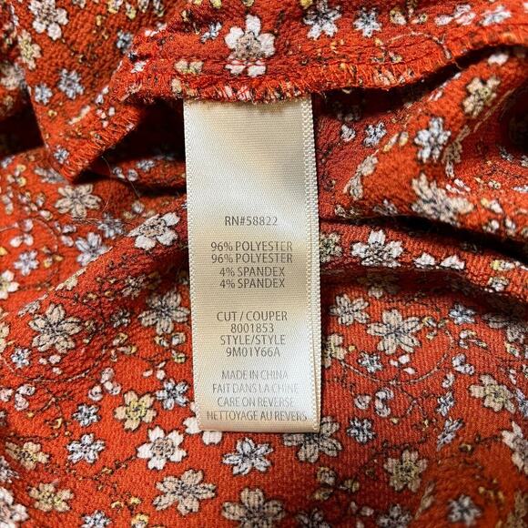 Floral Midi Dress Orange XS Tiered Ruffle Peasant Cottage Boho Cowgirl Prairie - Picture 4 of 11